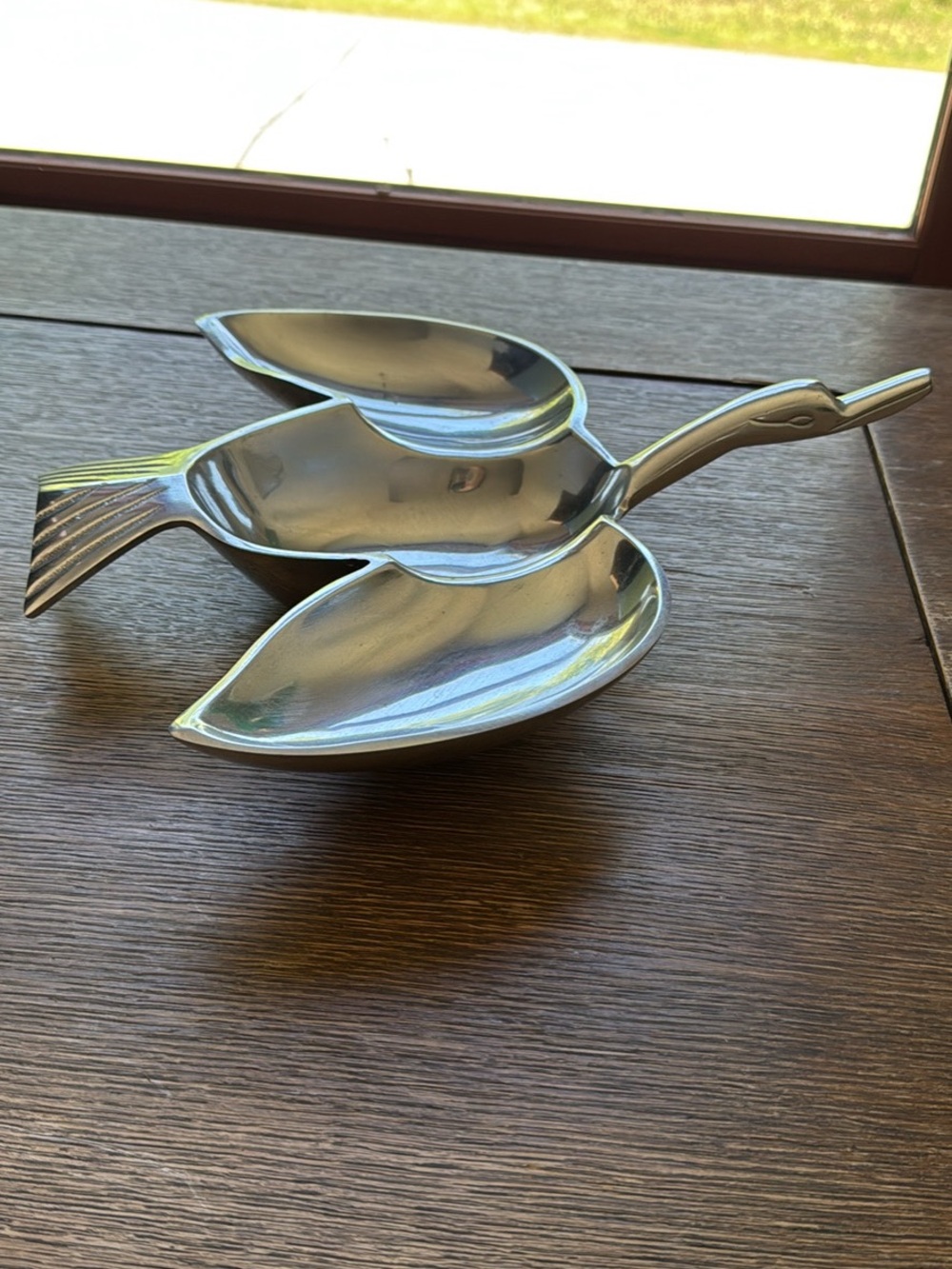 Vintage Silver Three-Section goose Serving Dish